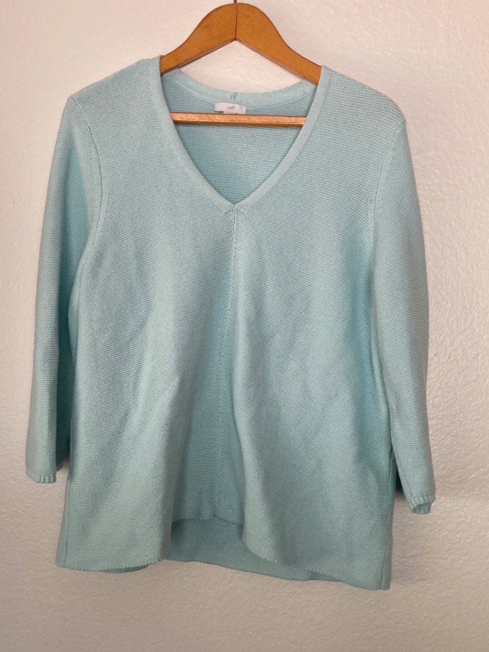 J.Jill Textured 3/4 Sleeve Sweater Blue XL Petite Coastal Grandma